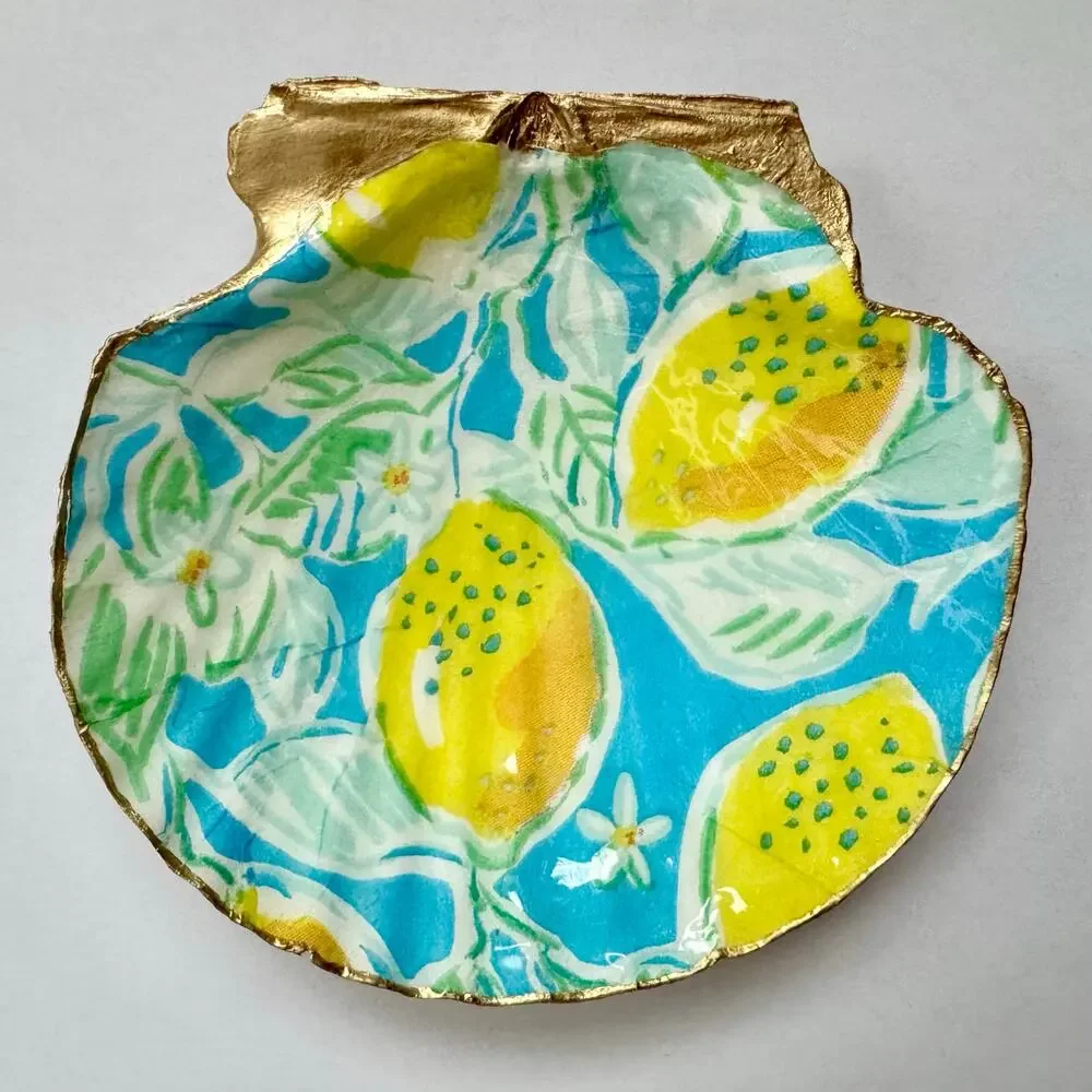 Coastal Amalfi Lemon Seashell Trinket Dish